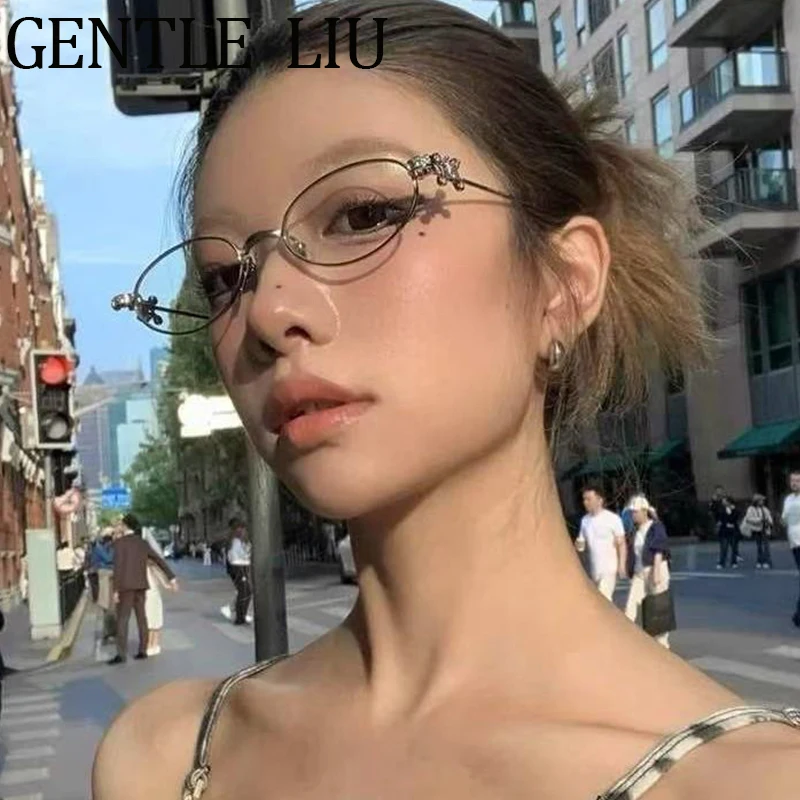

Prescription Small Frame Oval Sunglasses Women 2025 Luxury Brand Vintage Metal Rhinestone Sun Glasses Eyewear For Ladies Shades