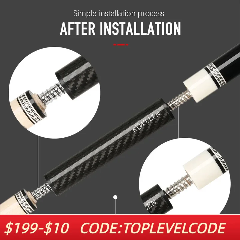

KONLLEN-Middle Extension Carbon Pool Extender, Billiards Extension Tool, Billiard Holder, Professional Aluminum Alloy Accessory