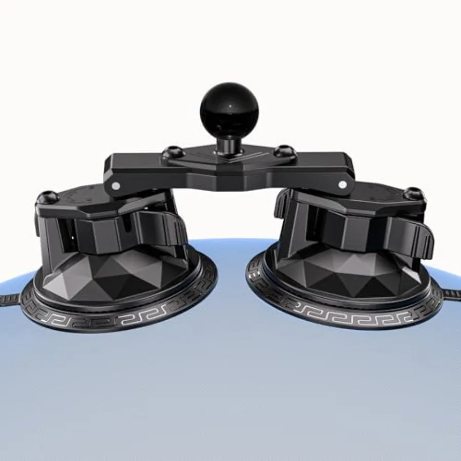 

Double Suction Cup Mount with 1 Inch Ball, Twist-Lock Dual Suction Cup Base Compatible with RAM Mounts B Size 1" Ball Double So