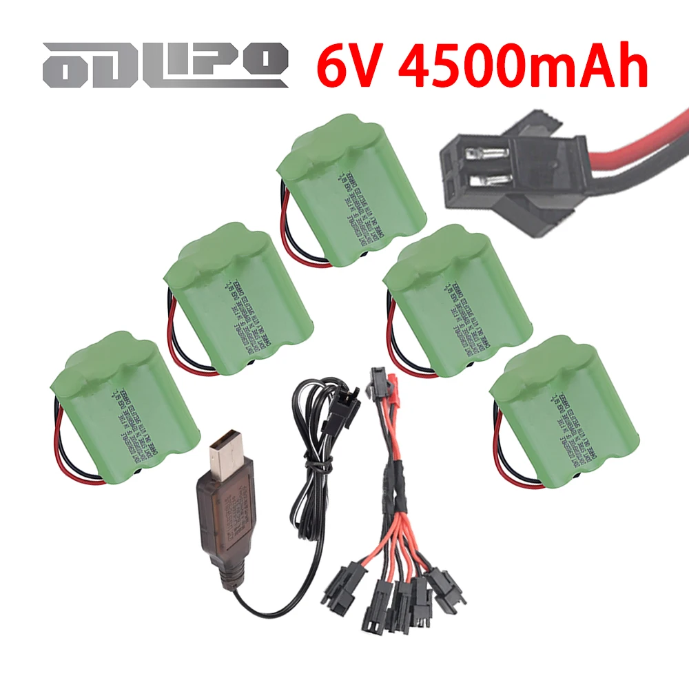 Brand New USB Charger with 6V Ni-MH Battery For RC Boats Cars Robots Tanks Truck, NiMH Aa 4500mah 6v Battery Pack With SM Plug