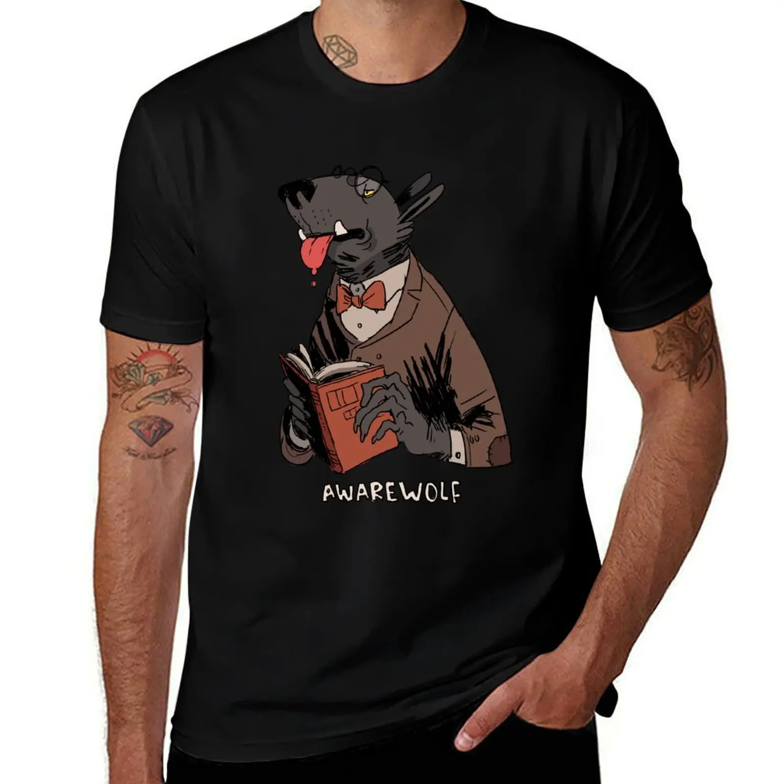

awarewolf T-Shirt man t shirt heavy cotton t shirts for man cotton funny T-Shirt
