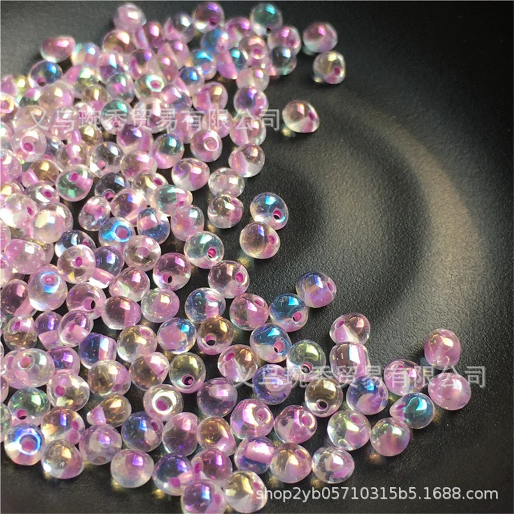 Perles de verre de gouttelette d'eau de noyau de colorant conviviale ré irisé, perle faite à la main de bricolage, boucles d'oreilles de haute qualité, accessoires de cheveux, matériel, 3.4mm