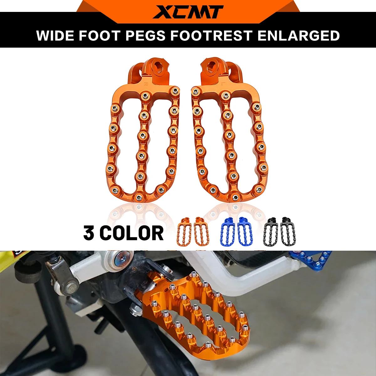 

Enlarged CNC Forged Foot Pegs Pedals Rests For KTM 690-1290 Super Adventure R Supermoto R T Enduro SMC SMR EXC EXC-F XC XCF SX F