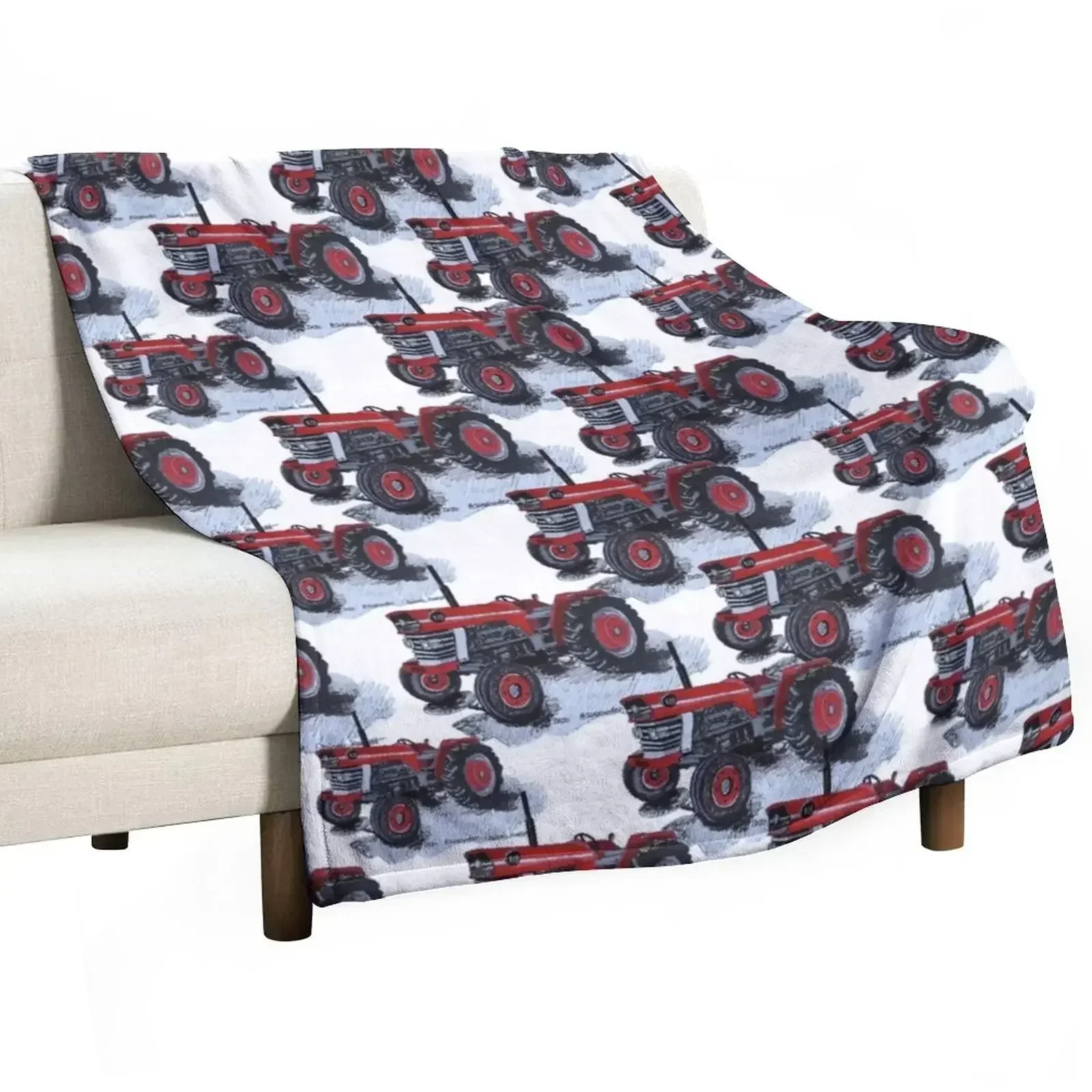 

Red Tractor Throw Blanket Cute Plaid on the sofa Picnic Blankets