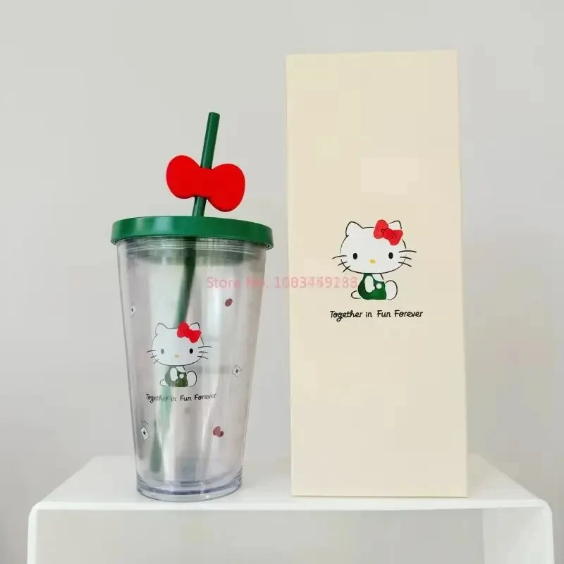 Nueva edición limitada caliente Sanrio Hello Kitty taza bonita de marca tazas de paja taza de acero inoxidable tazas coleccionables regalos de Halloween