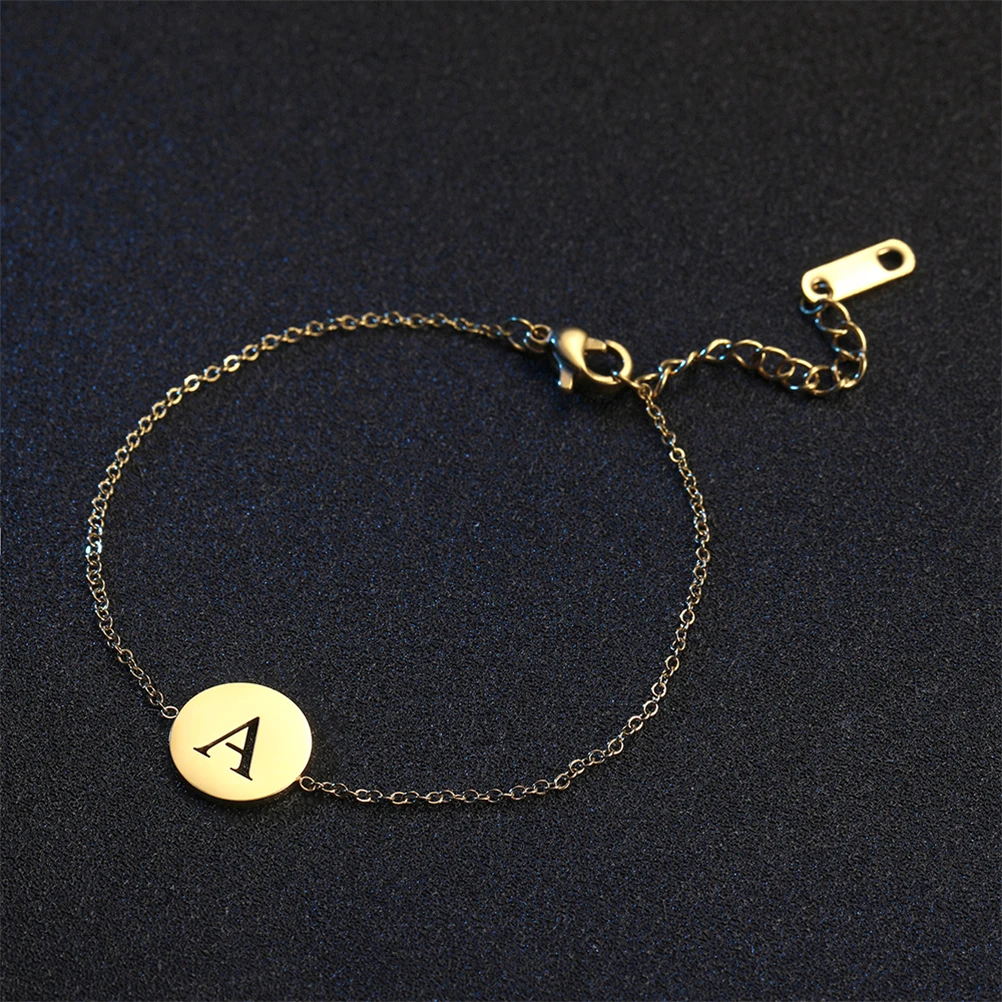 Amaxer 26, начальные буквы A-Z, простая цепочка, кулон, браслет из нержавеющей стали для женщин, браслеты, ножные браслеты, ювелирные изделия, подарок другу
