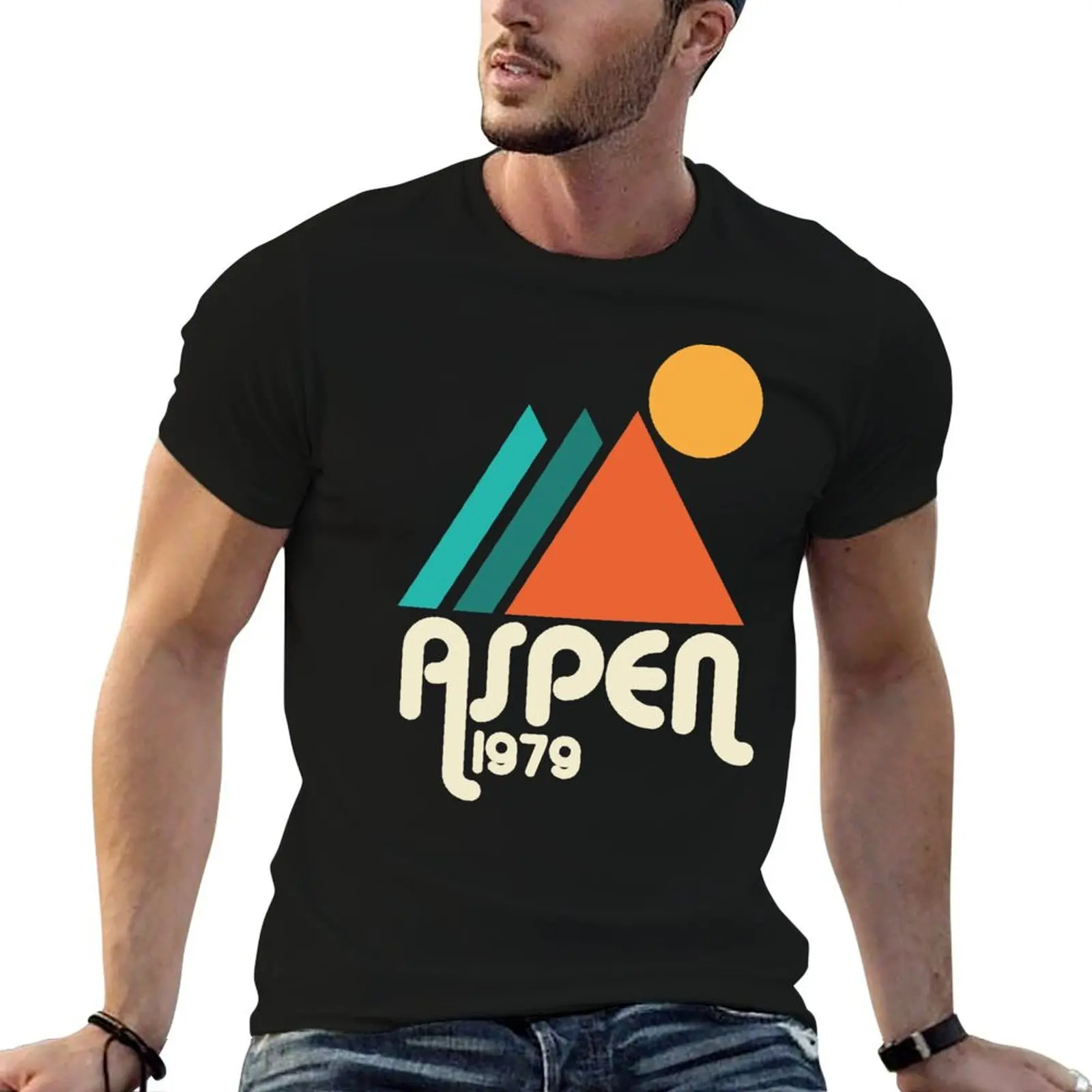 ASPEN 1979 تي شيرت رجل تي شيرت للرجال عادية تي شيرت القطن 100% تي شيرت للرجل الجرافيك تي شيرتات عجيبة #4