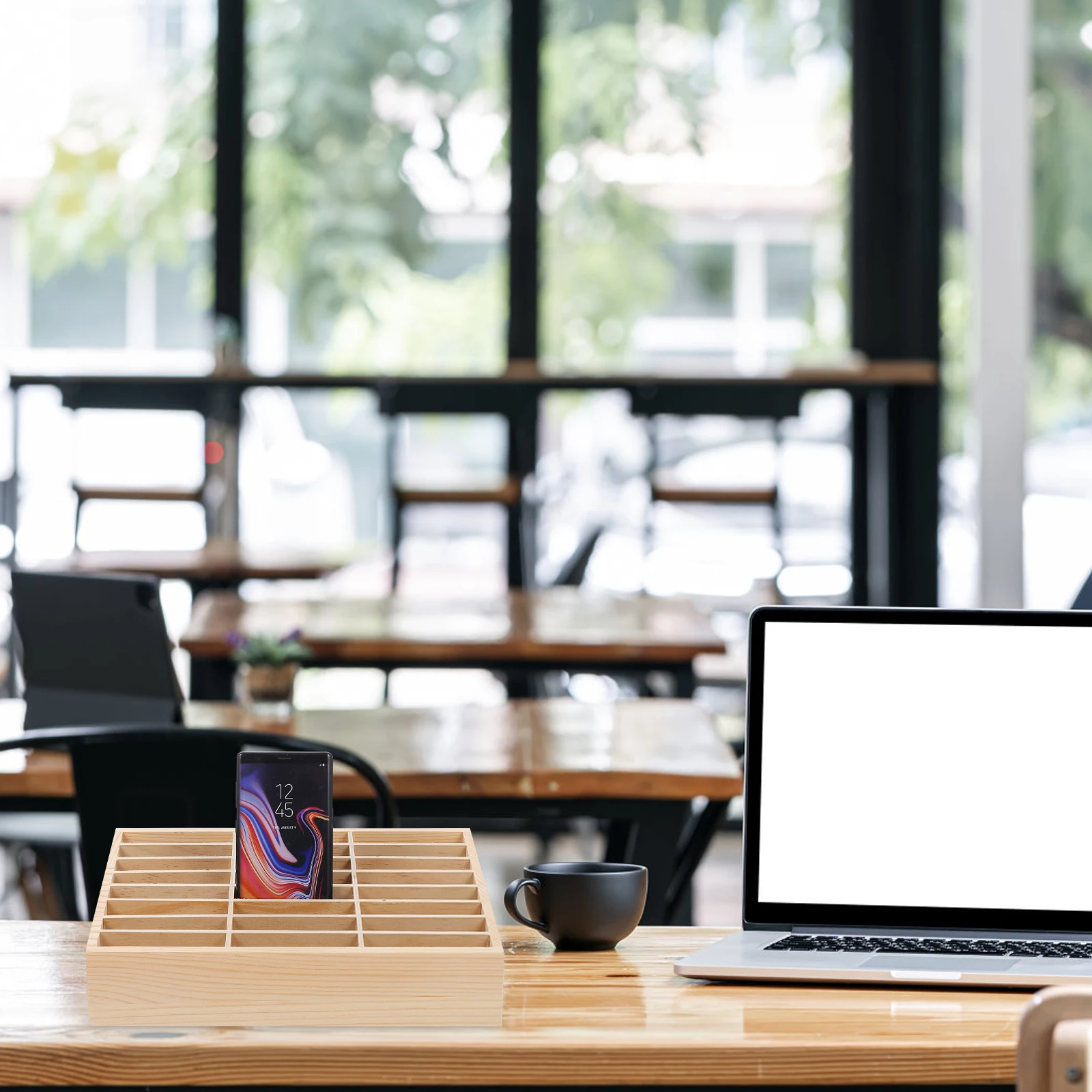 

24 Grid Storage Box Wooden Cell Rack Phone Storage Box for Classroom Office Desk Home Supply Stationery ganizer