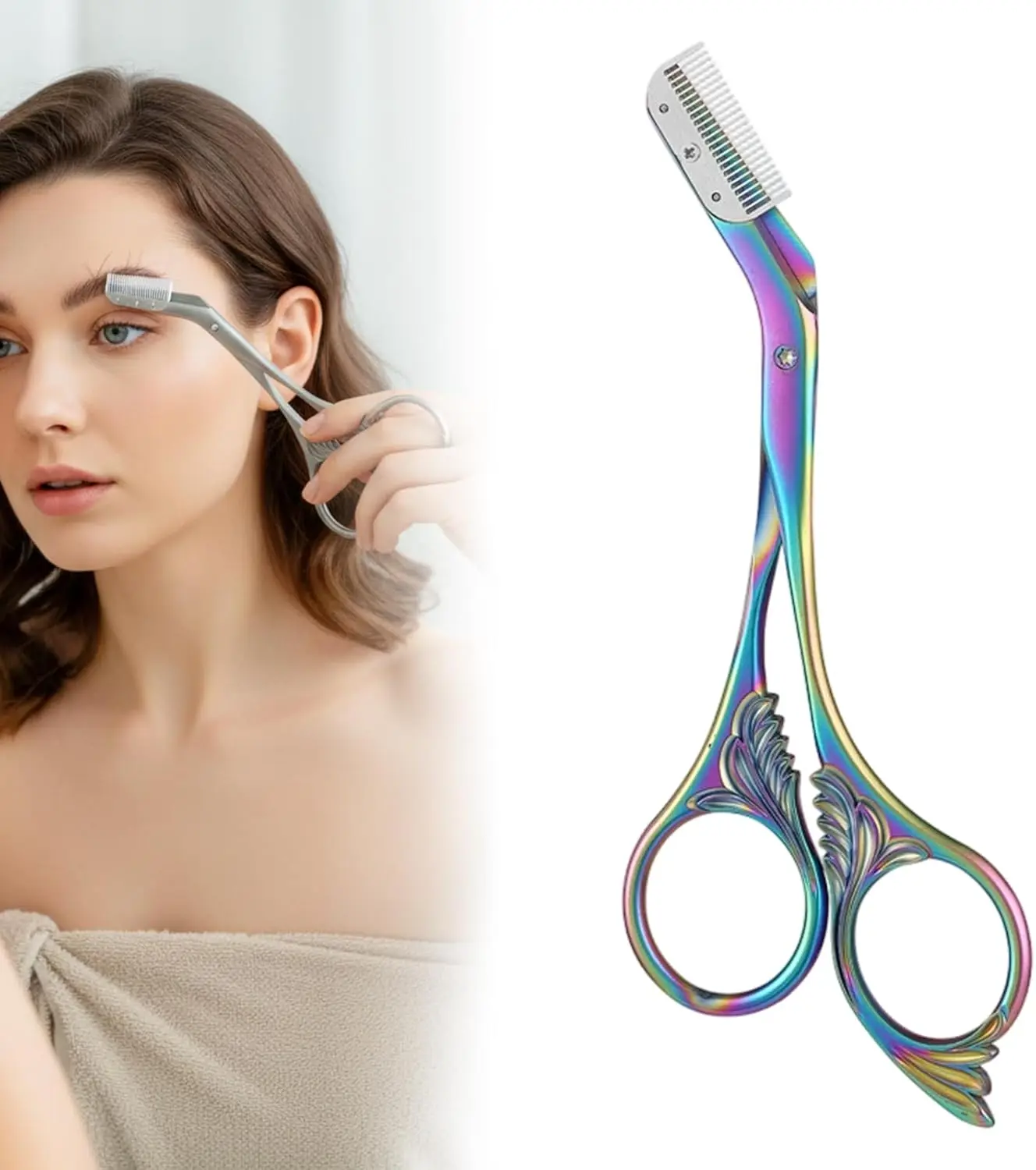 

Женские ножницы для подравнивания бровей с расческой, прецизионный триммер для бровей из нержавеющей стали, инструменты для удаления волос и макияжа