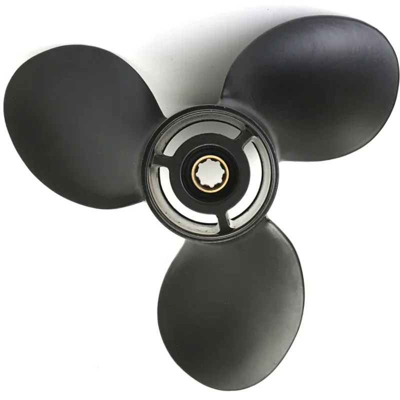 Outboard Propeller For Mercury 6-15HP 9" Marine Propeller 3 Blades 8 Spline Tooth R Rotation Aluminium alloy Black 48-828156A12 view 4