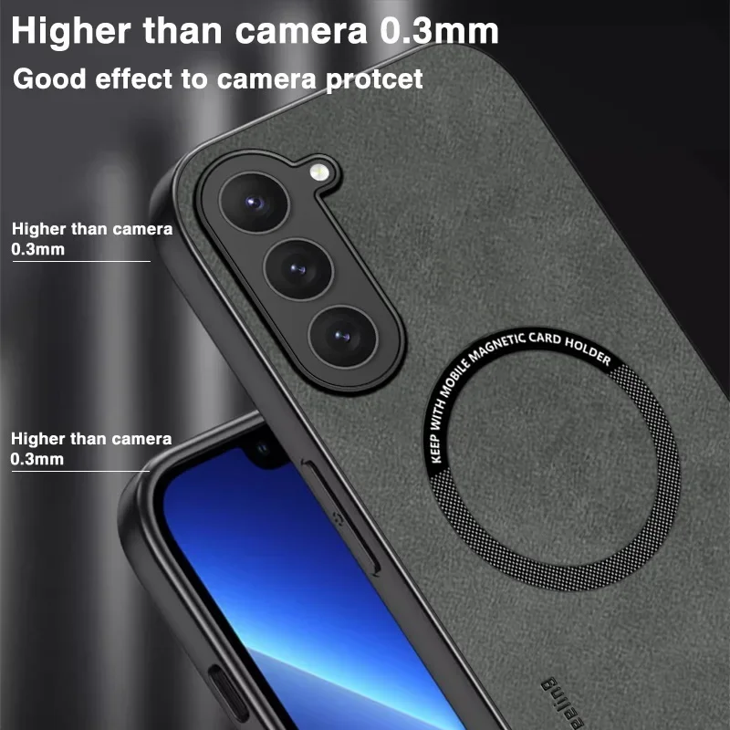 حافظة جلدية مغناطيسية لهاتف Magsafe لهاتف سامسونج جالاكسي S23 S22 Ultra S21 FE S25 S24 غطاء مقاوم للصدمات بشحن لاسلكي فاخر #6