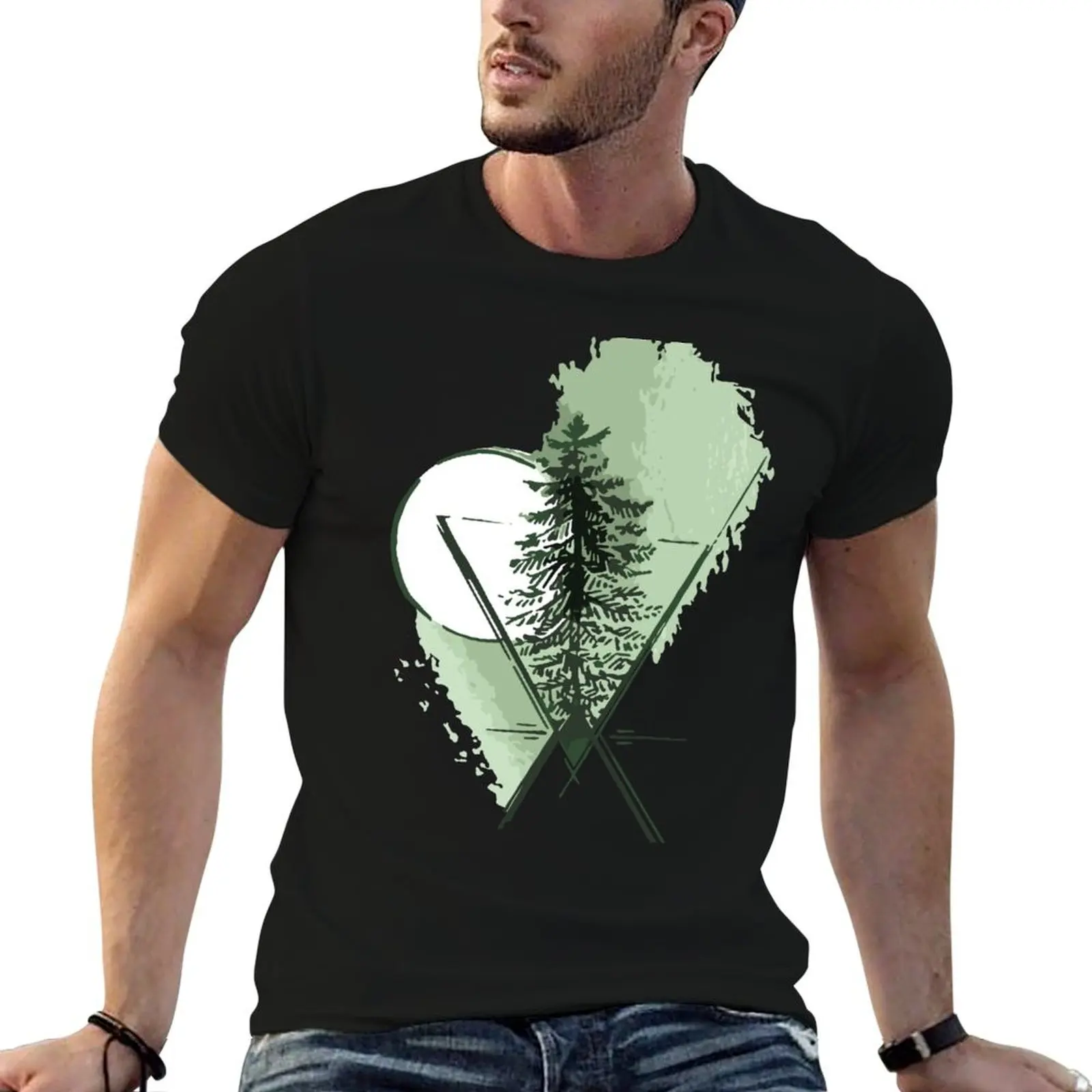 Green Pine T-Shirt Minimal Art Print T-Shirt