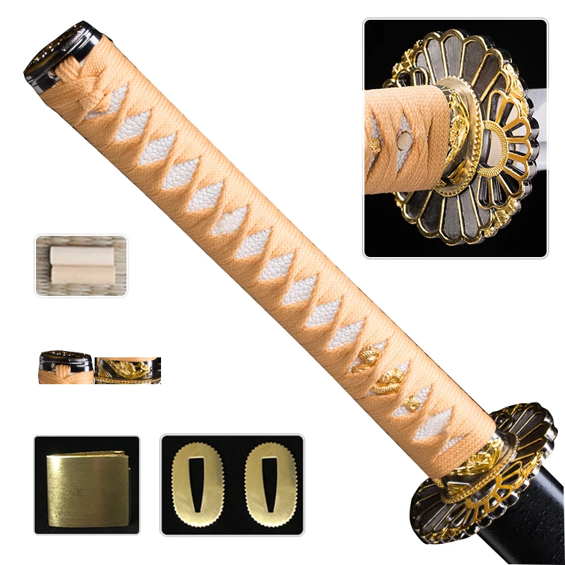 

Japanese Katana Wakizashi Tsuka Handle Set Tsuba/Habaki/Kashira/Fuchi/Seppa For Samurai Sword Fittings DIY