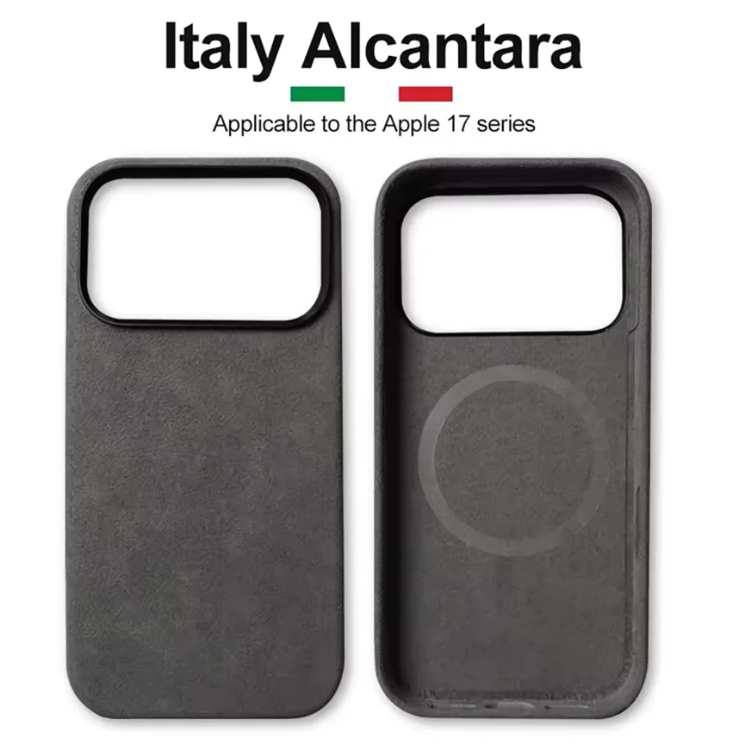 

Premium Real Italian Alcantara Wireless Magnetic Case for iPhone 17 16 15 Pro Max Air with MagSafe Business Soft Touch Cover