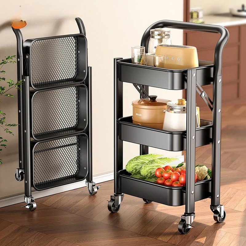 Kitchen Storage Rack Freestanding Multilevel Wheeled Cart Produce Organizer Multifunctional Kitchen Storage Rack Utility Cart