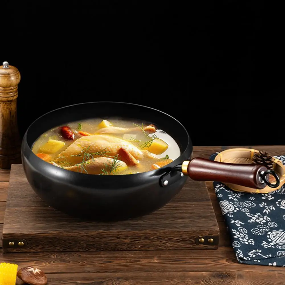 

Uncoated Wok Traditional Iron Ore Pan Traditional Cast Iron Wok Pan with Lid Wood Handle Spatula Non-stick for Gas for Frying