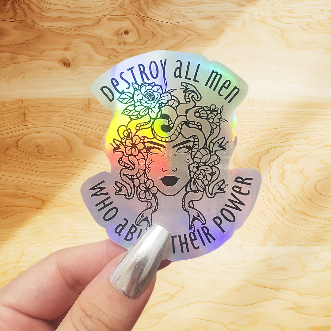 4 TEILE/SATZ Holografisches Medusa-Aufkleber-Set – wasserfeste Vinyl-Aufkleber für Gepäck, Tablet-Hüllen und Helme |   Feministische Kunstbegeisterte