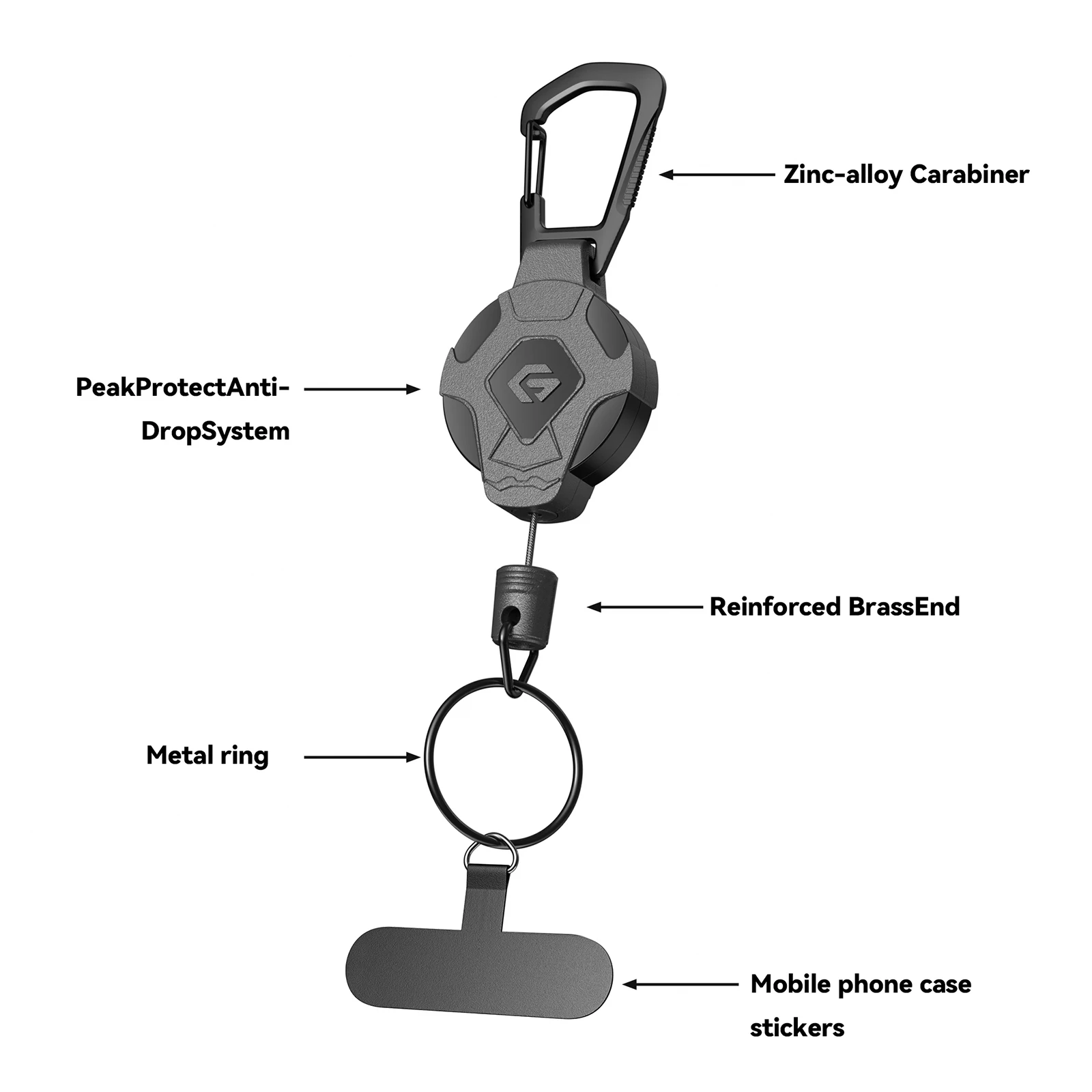 Minisopuru Retractable Keychain Heavy Duty With Phone clip fastener Tactical ID Badge Reel Strap Holder Retractable Cord KeyRing
