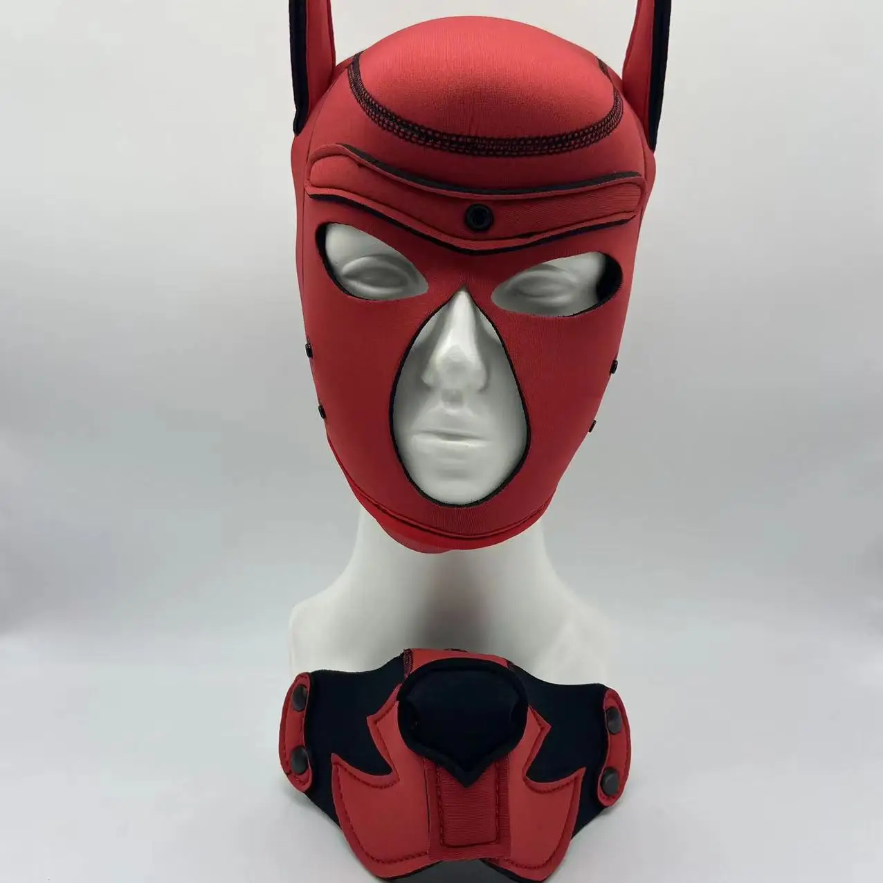 New Pet Role Play Fetish Costumes Accessories of Black Red Dog Hood Mask with Puppy Neck Collar Dog Tail Paw Crawling Sex Toys