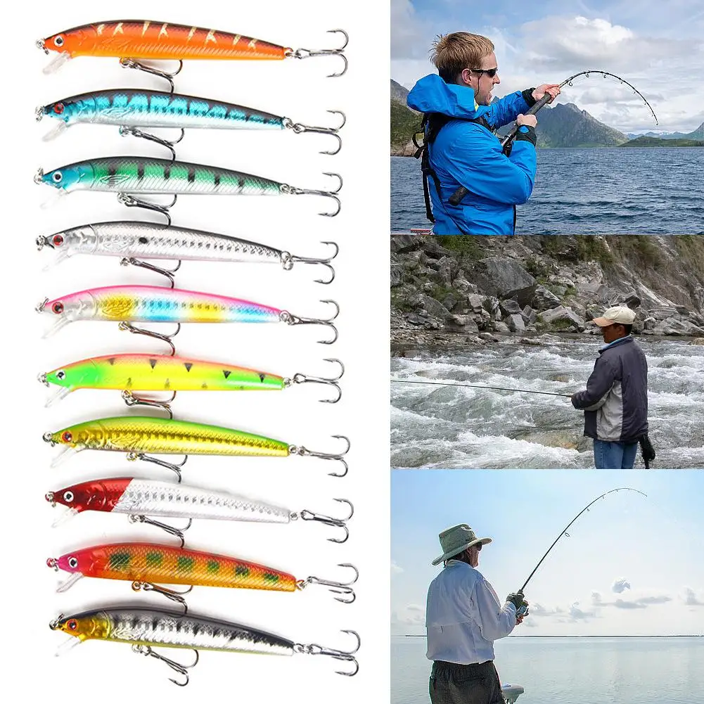 Best Selling 1pcs 10cm 9g Big Long Fish Minnow Sea Fishing Lure Bait 3d Eyes Strong Hooks Lures For Sea Fishing N6z8