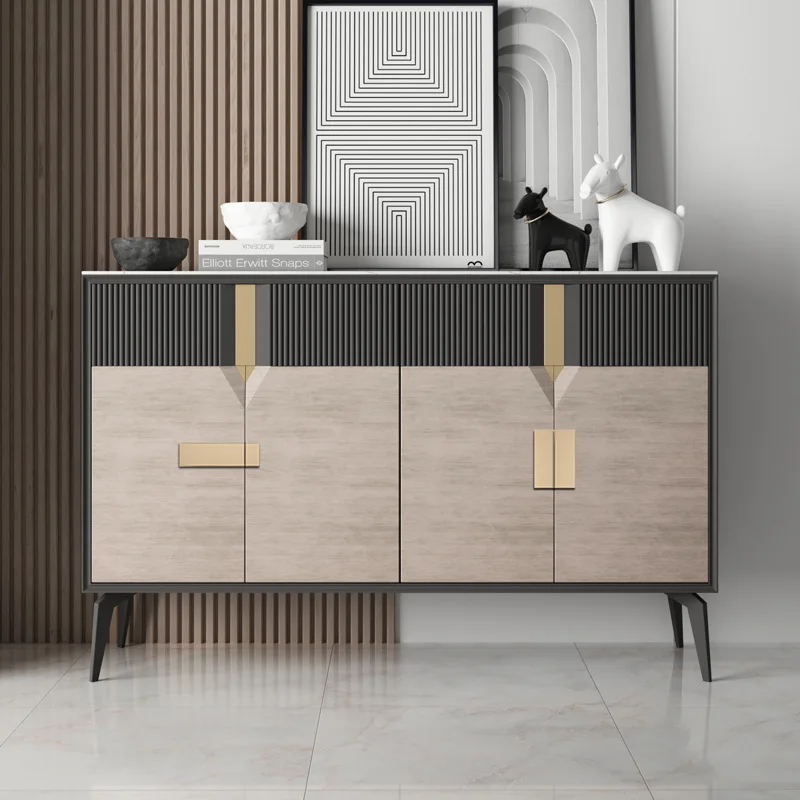 

！@Italian Style Light Luxury Dining Cabinet, Simple Rock Board Shoe Cabinet, Wall Mounted Integrated Storage Wine Cabinet