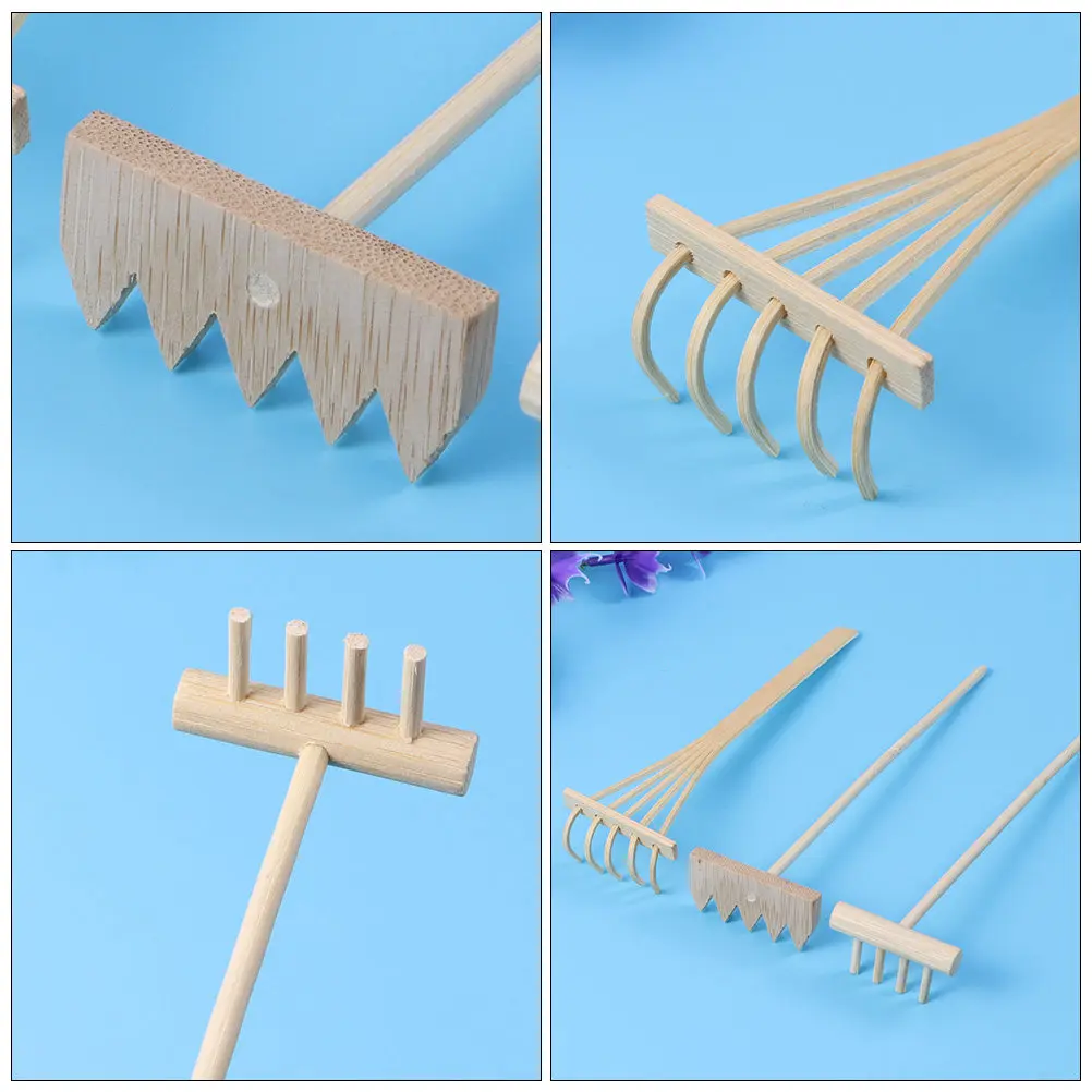 6Pcs Mini Zen Garden Bamboo Rake Sand Tray Accessories Creative Desktop Sand Decor Mini Garden Rake