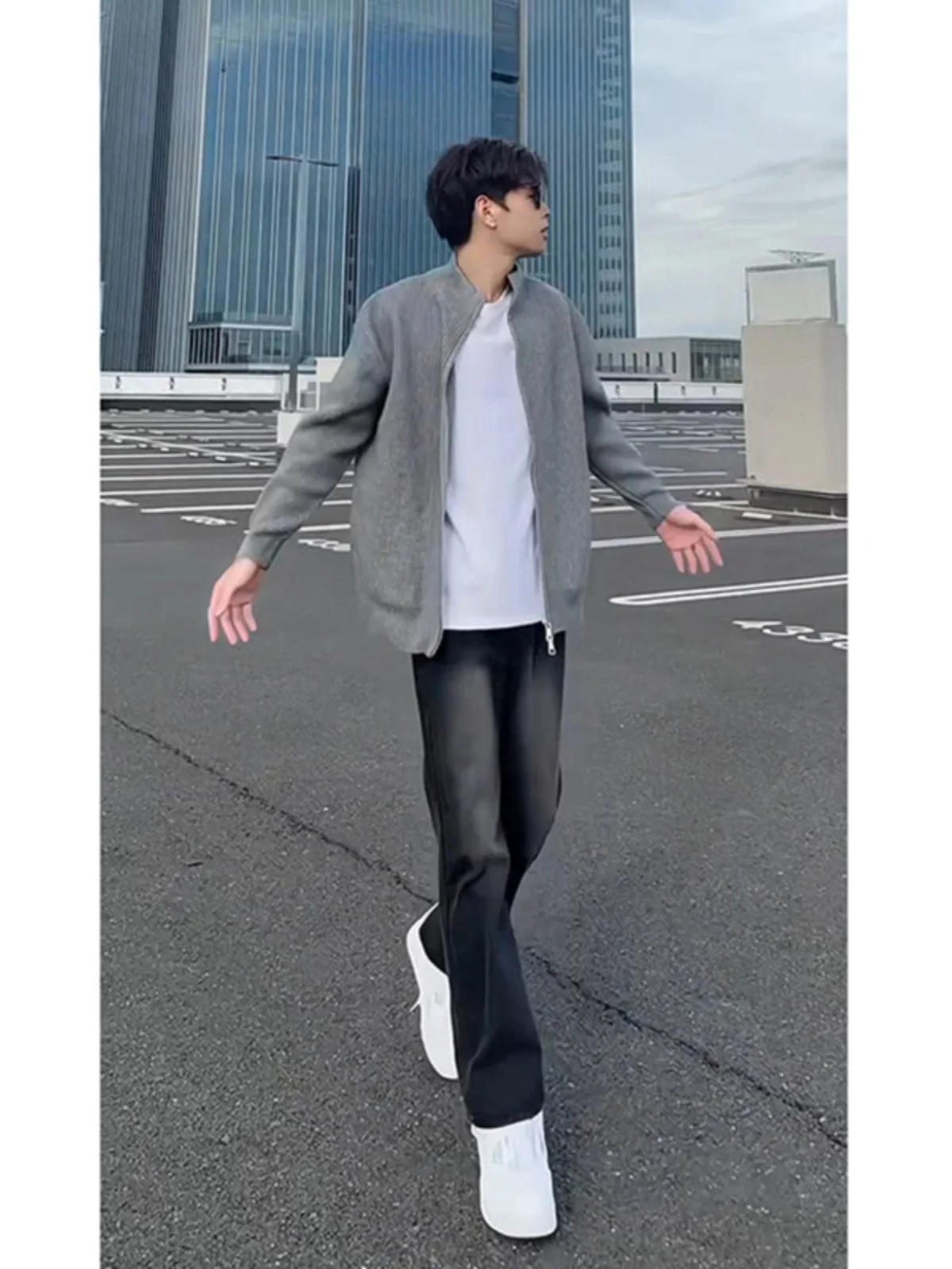 

Мужские джинсы Bla adient прямого кроя, весенне-осенние, в американском стиле, с высокой талией, удлиняющие ноги, облегающие, расклешенные брюки