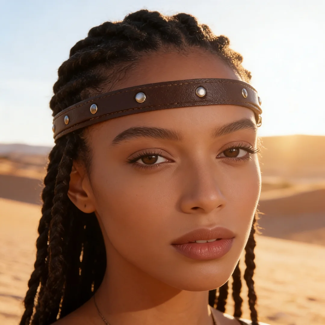 Medieval Headband PU Leather Embossed Pattern Hairband for Role Play Games and Costume Events Adult Dress Up Props