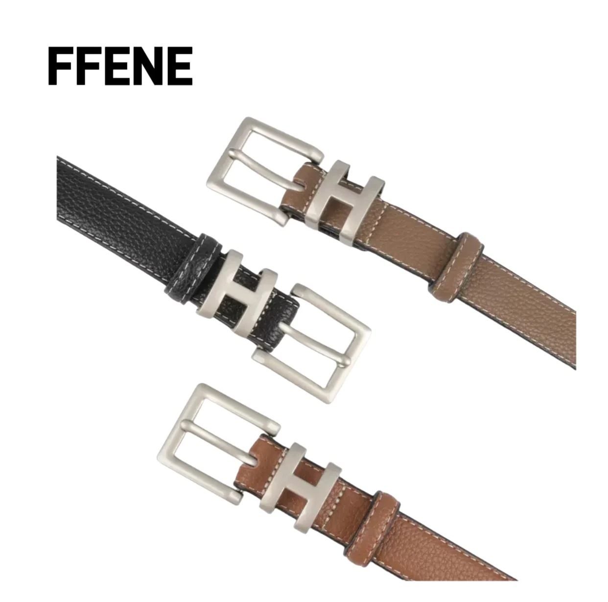 

Luxurious first-layer leather belt with lychee pattern for women, simple and high-end leather belt for women, suitable for jeans