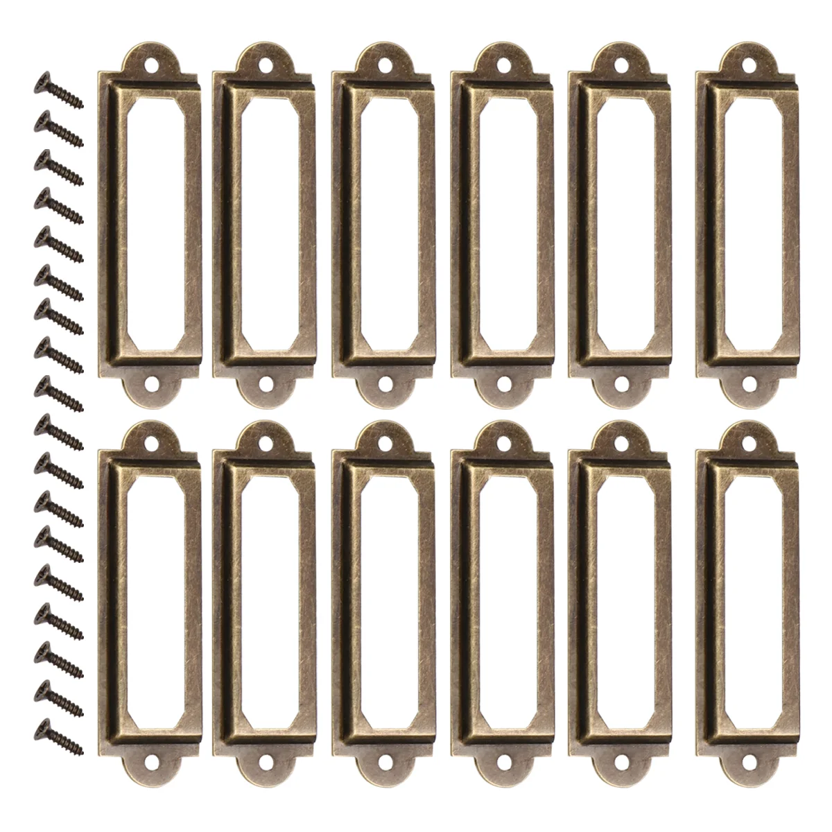 

25 Pcs Retro Metal File Drawer Tag Labels Pull Labels Holder Tag Holder Drawer Accessories with 50pcs Screws for Cabinet Drawer