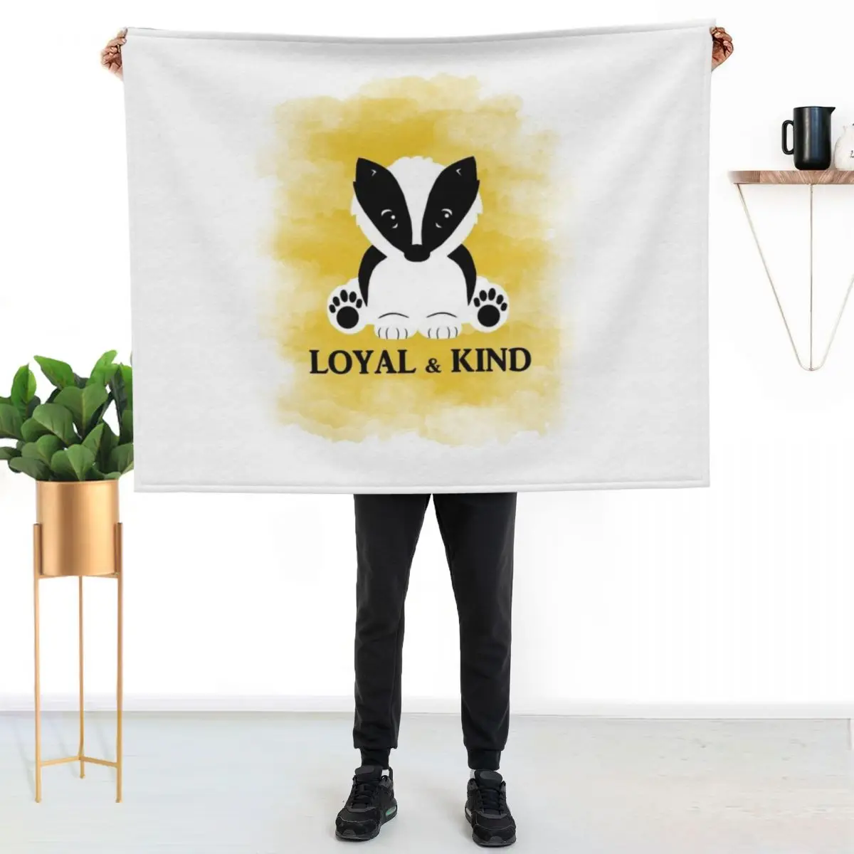 Cute Badger Throw Blanket Retros Flannels Soft Plaid Weighted warm winter Hair Blankets