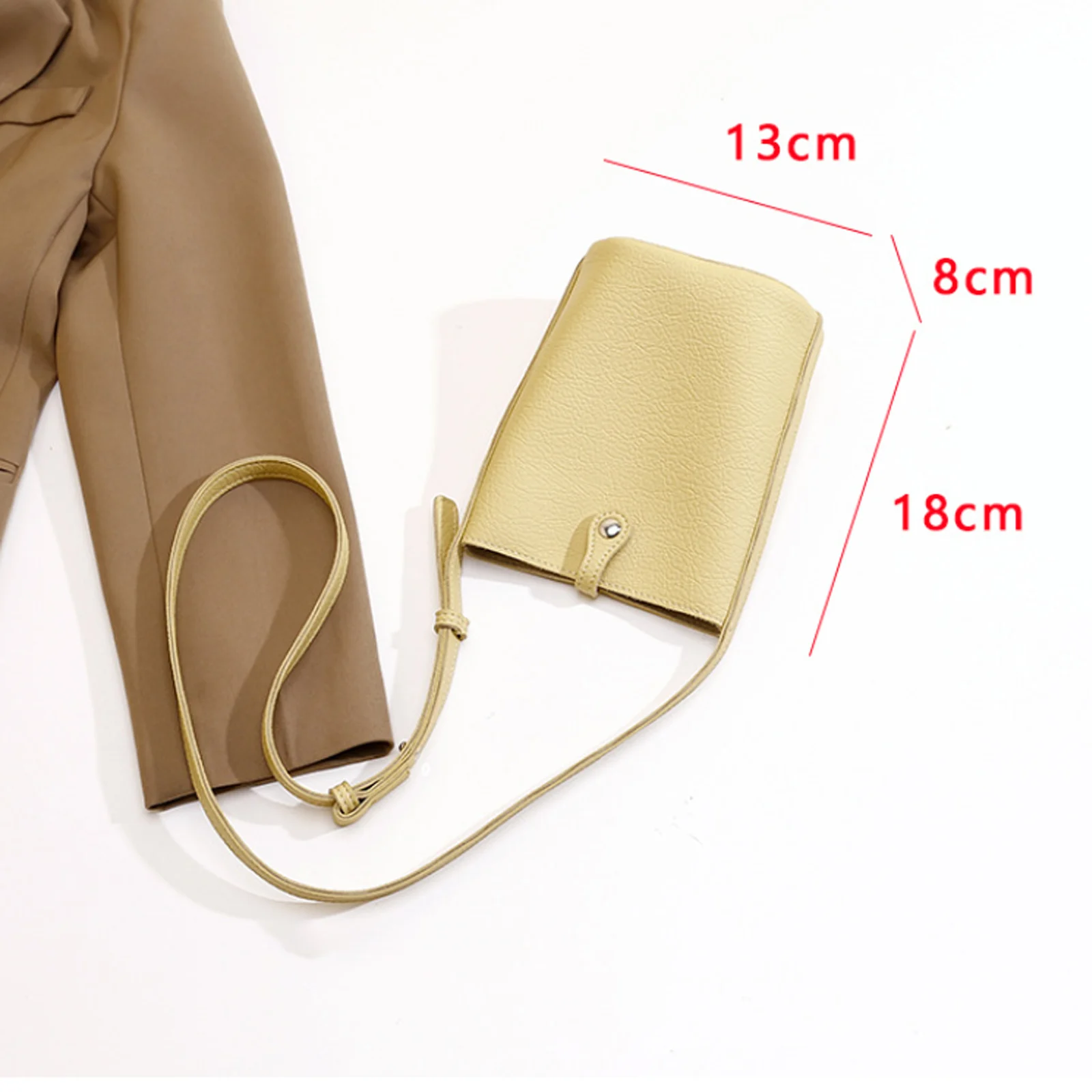 Solid Color Pu Leather Woman Purse Small Phone Crossbody Bag For Female Stylish Casual Simple Shopping Shoulder Bag 2024 New