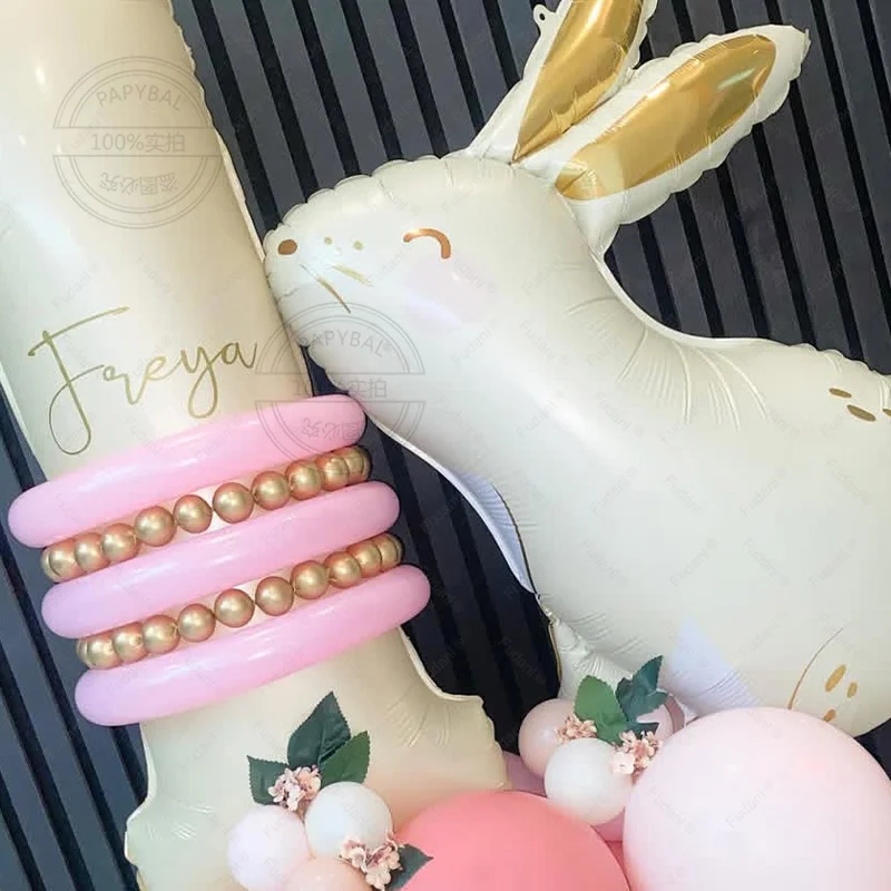 41Pcs Balloons Cute Rabbit Series Theme Pink Latex Balloons for Bridal Baby Shower Bachelorette Birthday Party Decoration