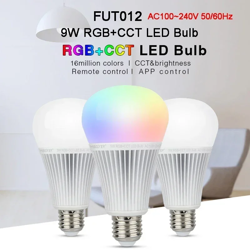 2.4G 9W RGB+CCT LED Bulb AC100~240V 50/60Hz 850LM FUT012/ FUTD01 DMX 512 LED Transmitter