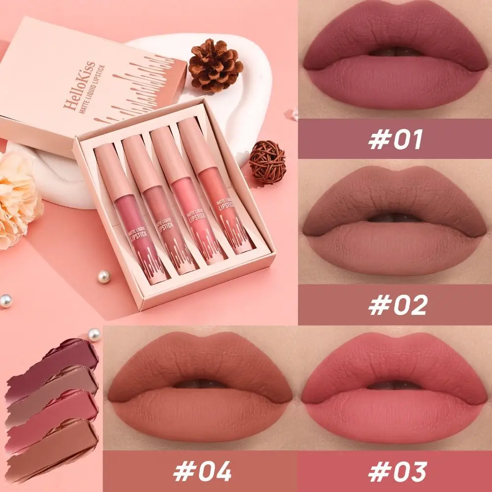 

Soft Mist Matte Velvety Lip Glaze Long-lasting Not Fading Matte Lipstick Waterproof Non-Stick Cup Liquid Lipstick Makeup Tool