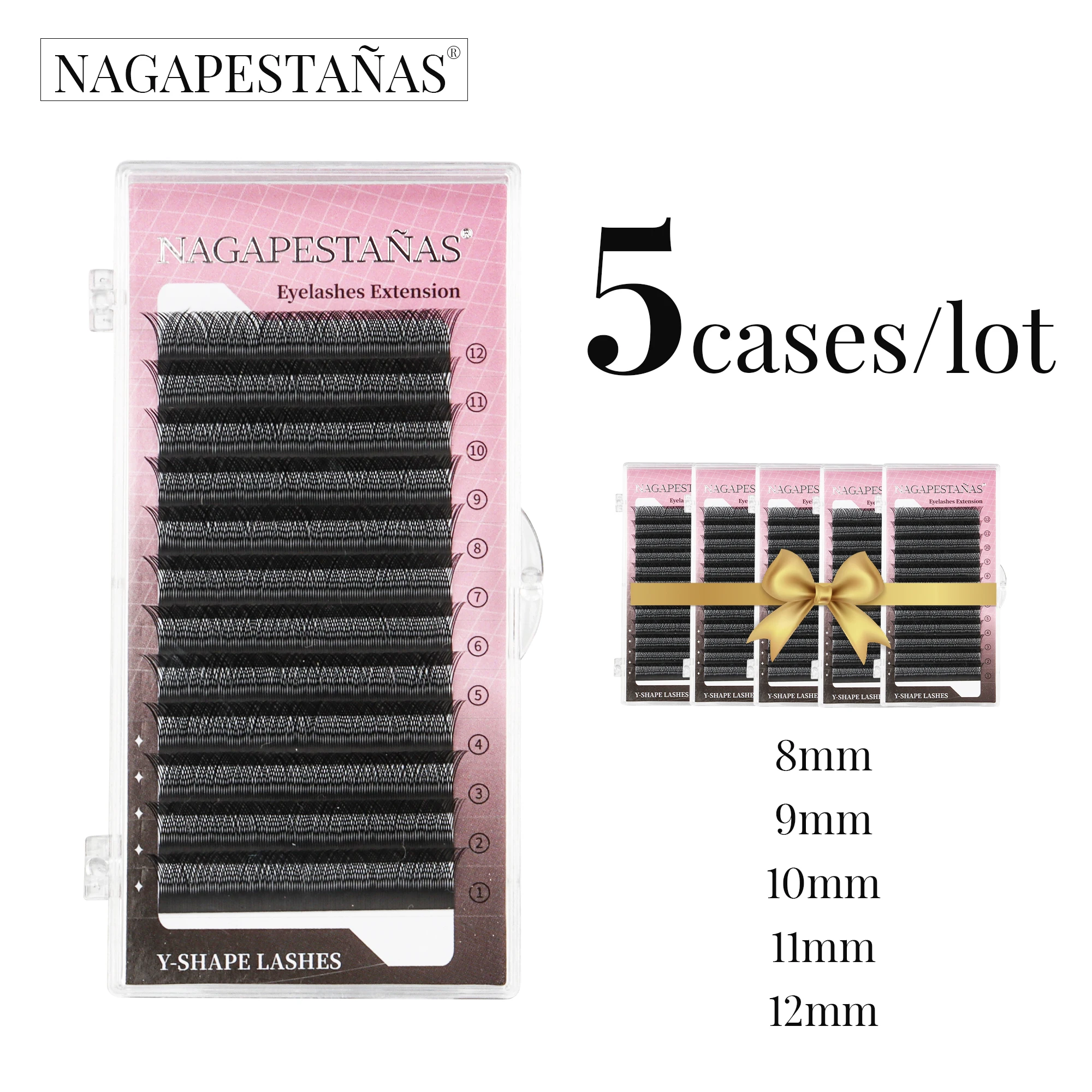 NAGAPESTAÑAS 5PCS 8-12mm Y Shape double Tips Premium hand woven natural lash soft light no NAGARAKU best makeup supplies lashes