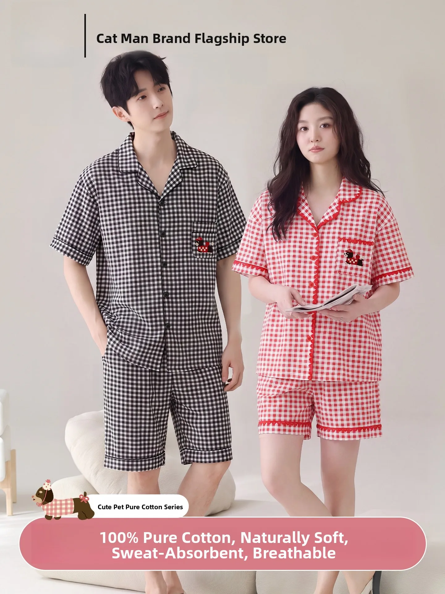 couple's-pure-cotton-short-sleeve-sleepwear-summer-new-2026-cartoon-cute-home-clothes-set-for-men-and-women-suitable-for-outd