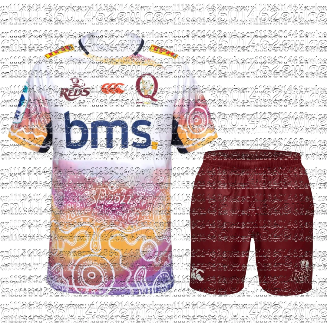 

Комплект спортивной формы Queensland Reds 2026: Дышащая влагоотводящая футболка для тренировок в стиле Indigenous для всей семьи