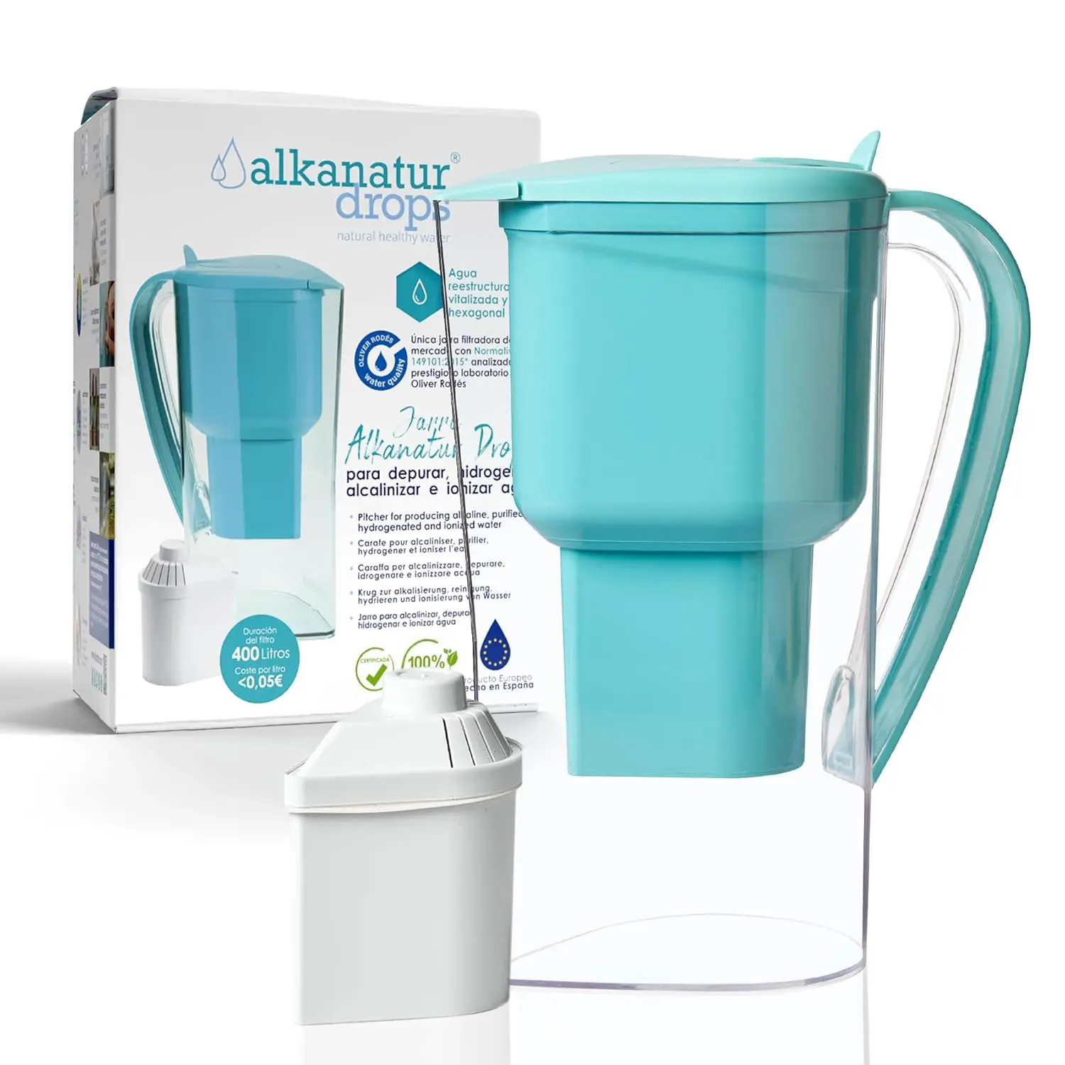 

Alkaline Hydrogen Water Filter Pitcher - Removes Fluoride, Chlorine, Microplastics, PFAs, Lead - Activated Coconut Carbon