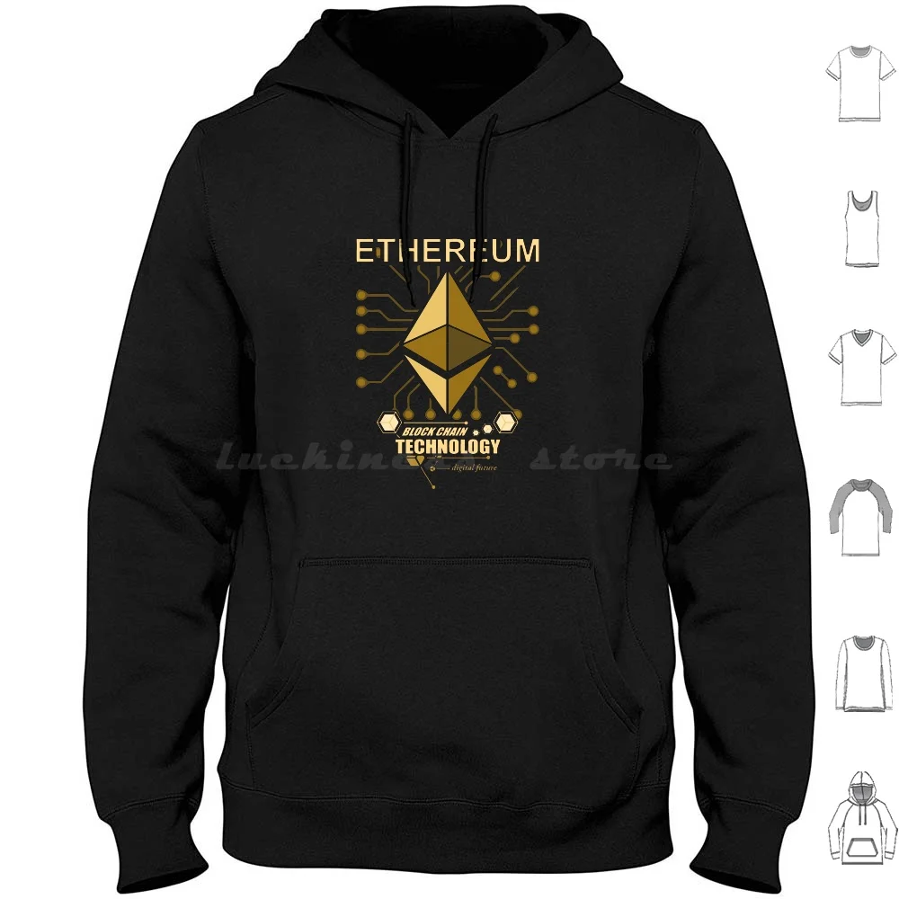 Sweat-shirt à capuche en coton à manches longues avec technologie Ethereum Block Chain Technology