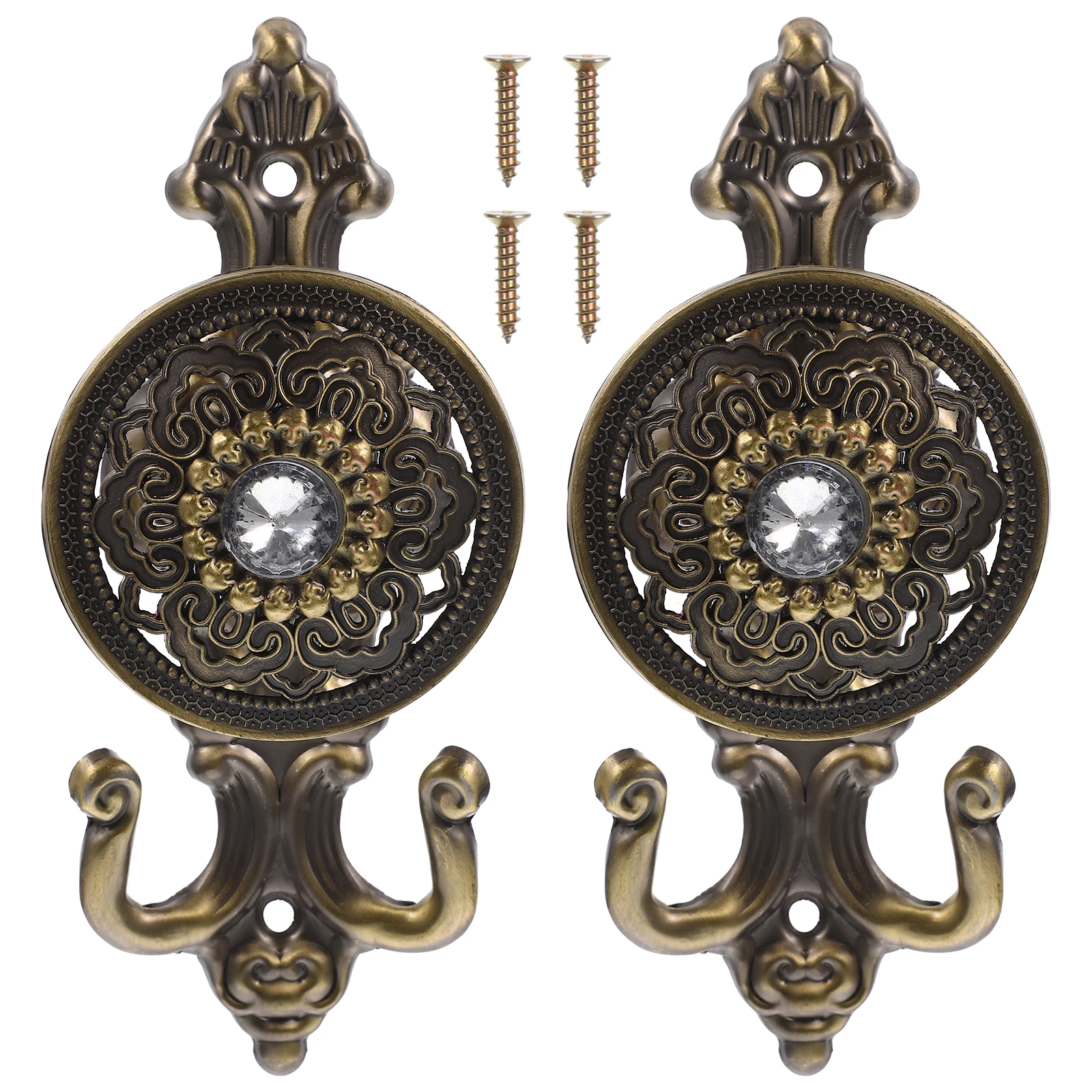 

2pcs Decorative Vintage Alloy Pothooks Towel Shower Curtain Accessories Home Multifunctional Hangers Bathroom Curtain