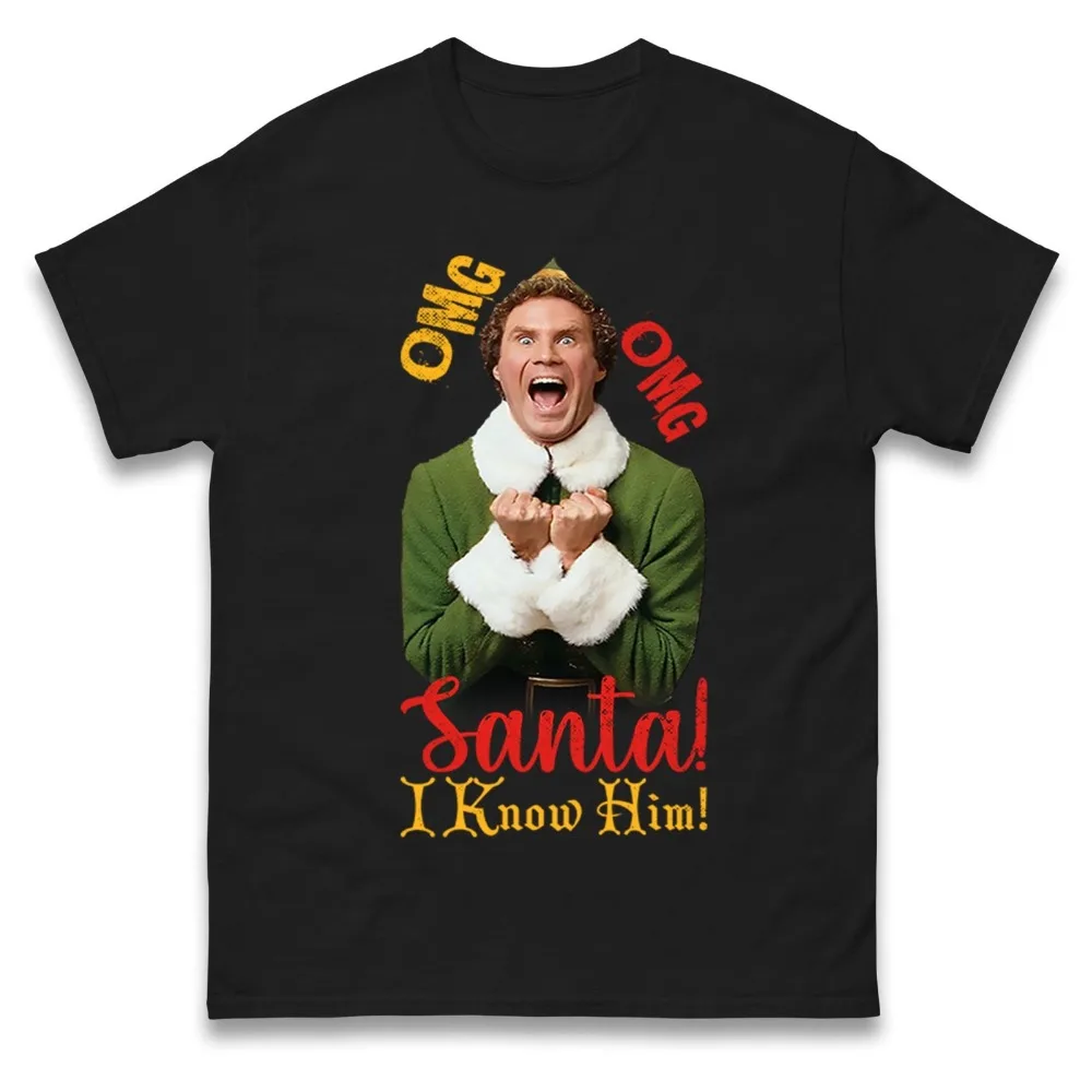 Santa I Know Him Christmas T Shirt Funny Christmas Elf Xmas Party Unisex Tee Men Women Casual Festival Costumes Christmas Tops