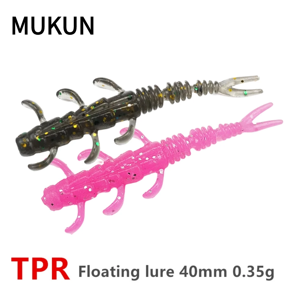 MUKUN 10 SZT. TPR Mini Przynęty Wędkarskie typu Robak, Miękkie Przynęty Jig Wobblers 0.35g/40mm Silikonowe Sztuczne Przynęty na Okonia, Karpia, Przynęty Wędkarskie Pesca