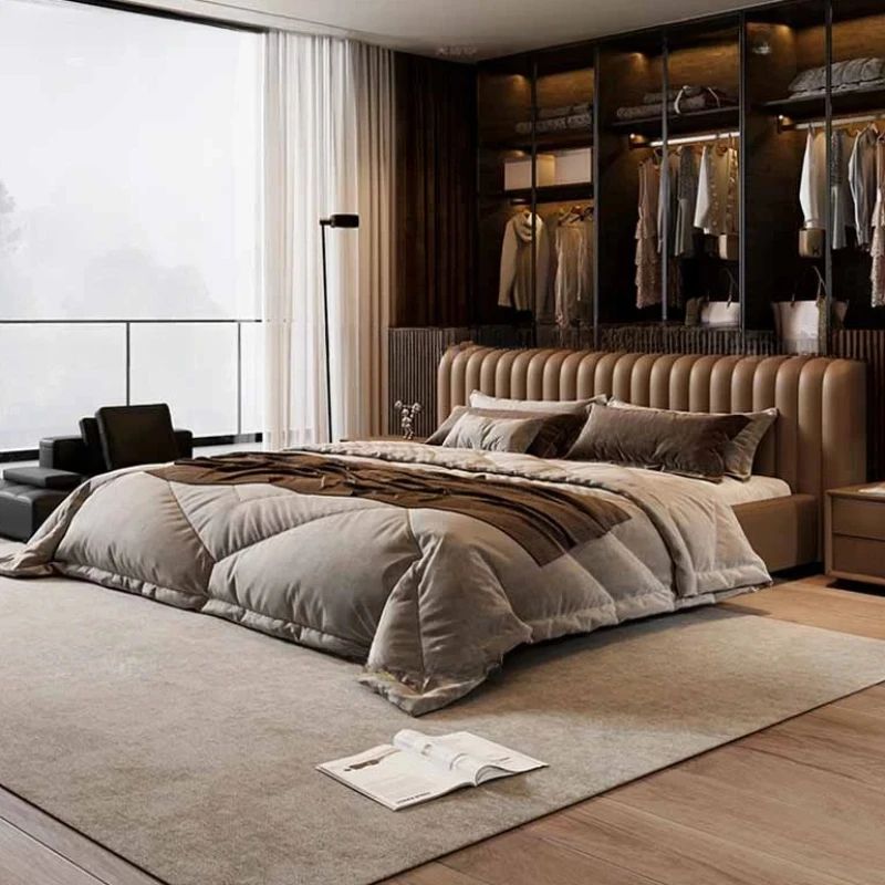 Modern Simple Double Bed Cheap Italian Storage Sleeping Twin Double Bed Queen Floor European Letto Matrimoniale Furniture