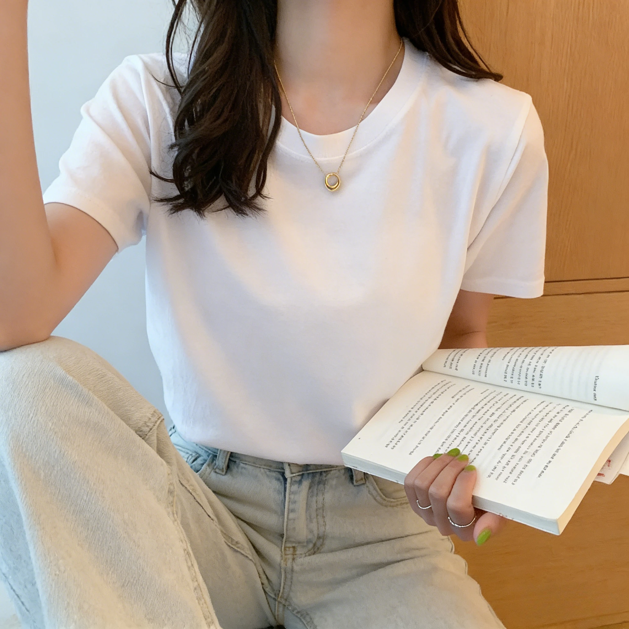 

2026 Summer Men Women Solid Color Blank Cotton T-shirt O-neck Short-Sleeve Couple Tee Tops Comfortable Casual Family Clothing