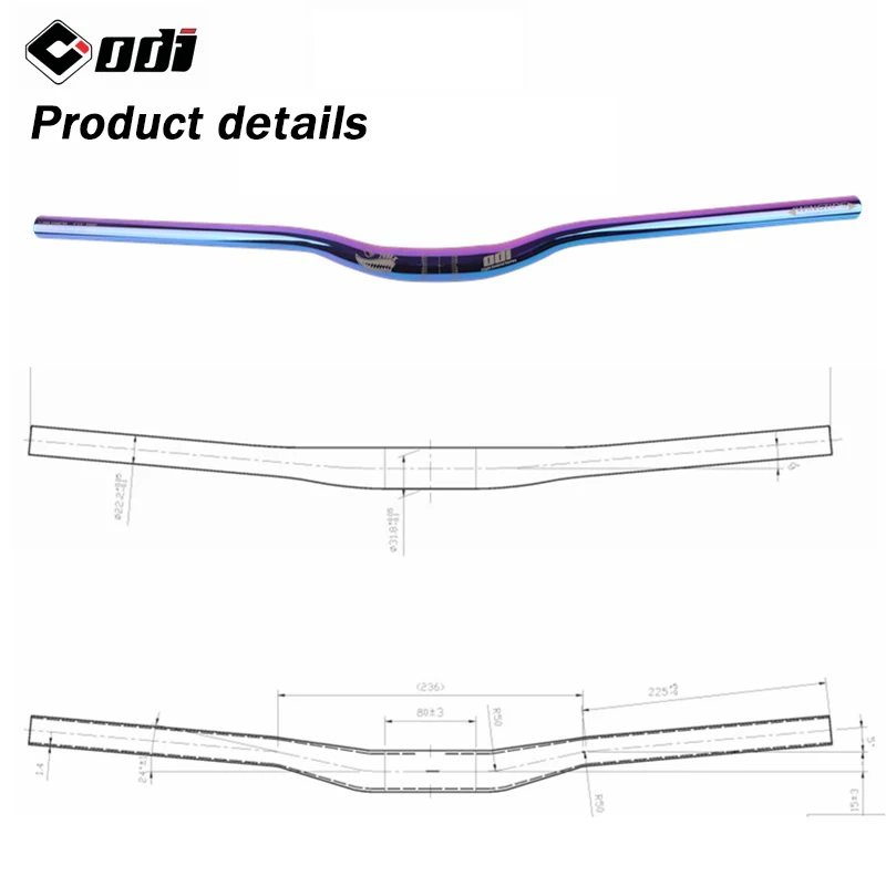 ODI 31.8mm MTB Handlebar Ultralight Aluminum Alloy 25mm Riser Bar 760mm Mountain Bike Swallow-shaped Handlebar Bicycle Parts