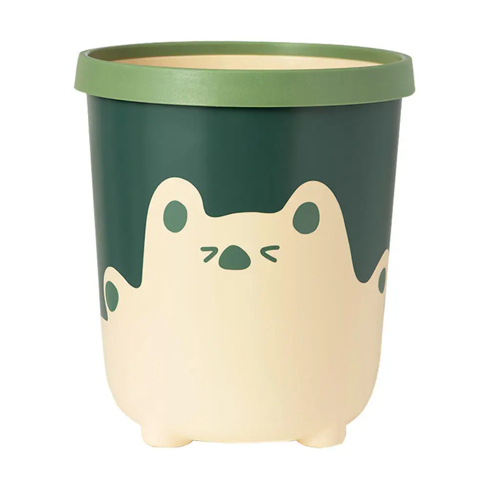 1Pcs Cartoon Style Plastic Garbage Can Household Uncovered Waste Bin for Wrappers Paper Waste Storage Bin Office Home
