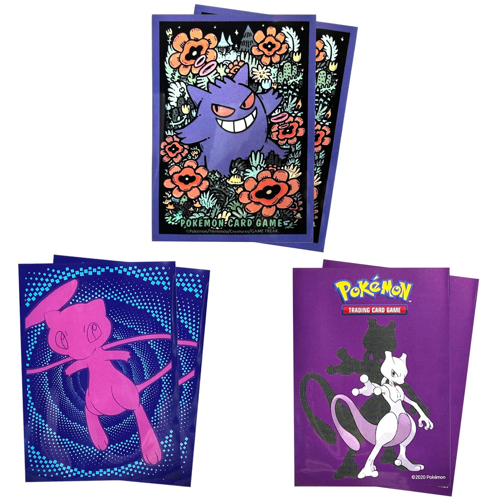 60 szt. 66x91mm Ochraniacze na karty Pokemon Cute Animes PTCG Wysokiej Jakości Karty Kolekcjonerskie Pokrowce na Gry Karciane Prezent Zabawka Gengar/Mew