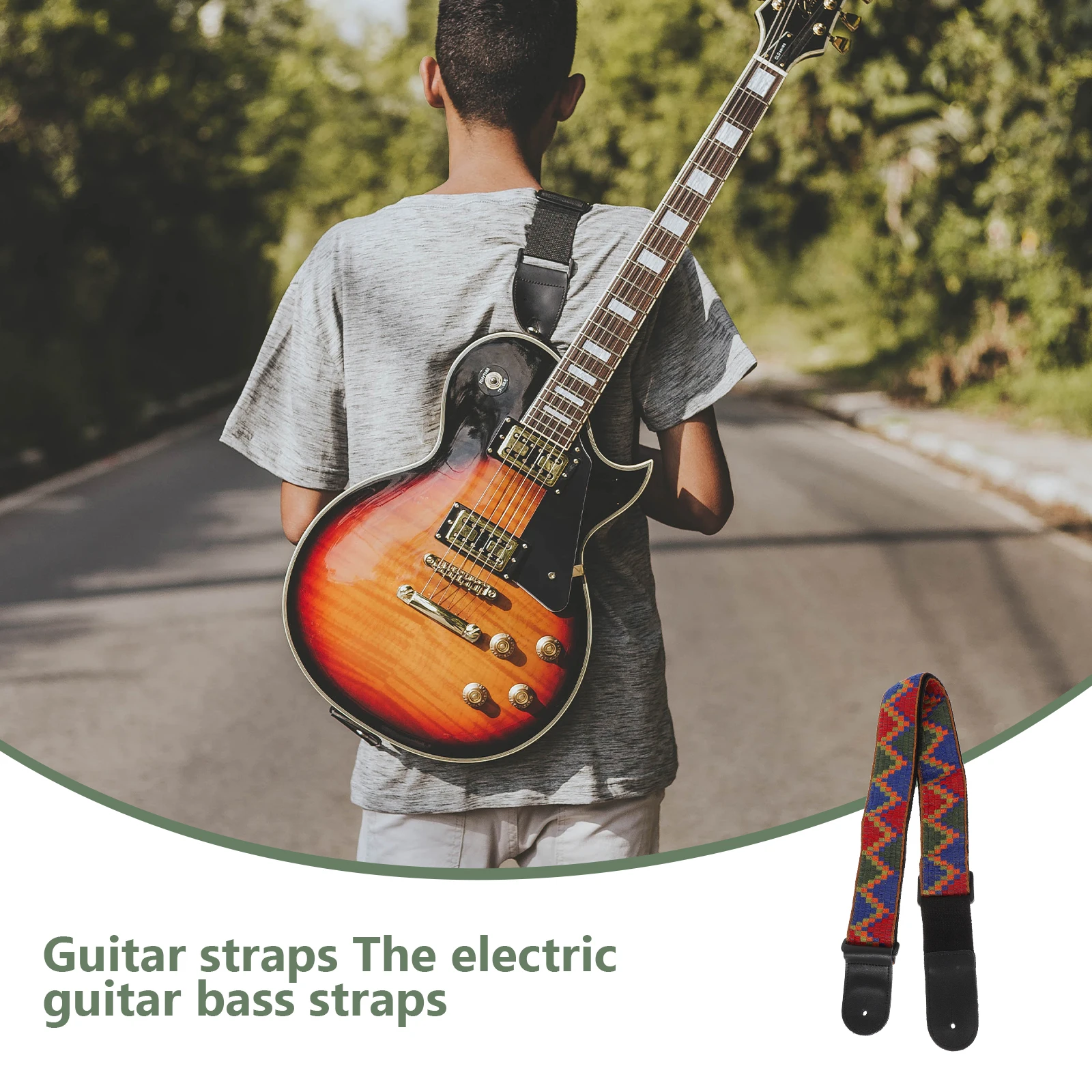 기타 스트랩 조정 가능한 보헤미아 스타일 전기 기타 용 내구성 나일론 우쿨렐레 휴대용 어깨 벨트 음악 공연 야외