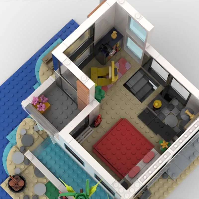 971 PCS Modular Building Modern Beach House MOC Customize Modular Building Block Brick Kids Educational DIY Festival Toy Gift